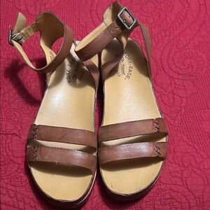 Kork-Ease Tan Leather Ankle Strap Sandals
